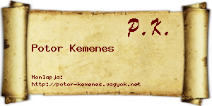 Potor Kemenes névjegykártya